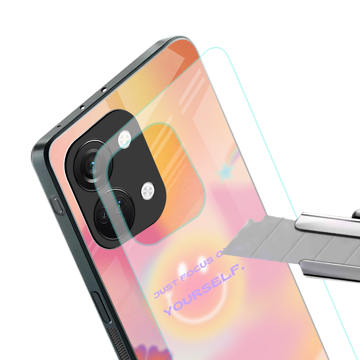 focus on yourself back phone cover | glass case for oneplus nord 3