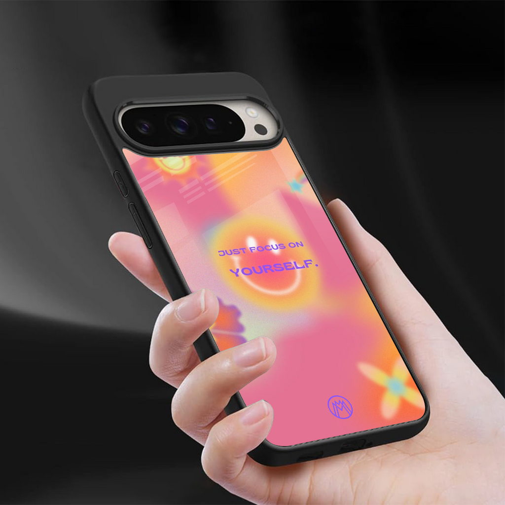 focus on yourself back phone cover | glass case for google pixel 9 pro