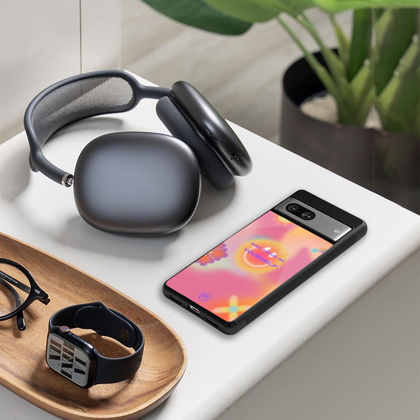 focus on yourself back phone cover | glass case for Google Pixel 8