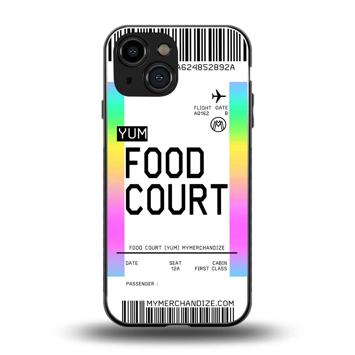 food court boarding pass ticket back phone cover | glass case for iphone 13 mini