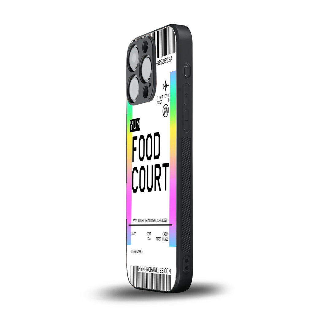 food court boarding pass ticket back phone cover | glass case for iphone 13 pro