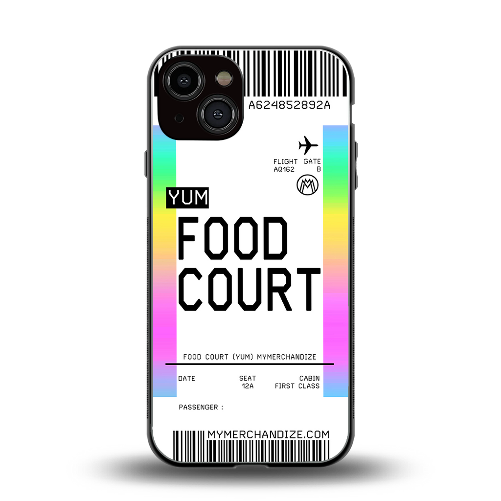 food court boarding pass ticket back phone cover | glass case for iphone 13