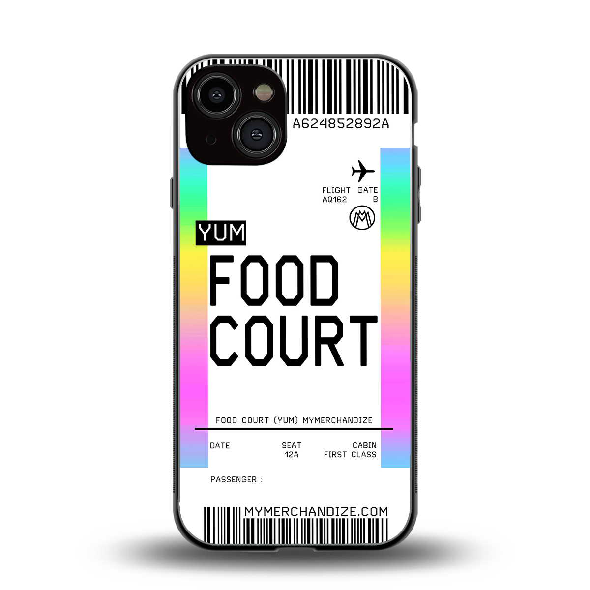 food court boarding pass ticket back phone cover | glass case for iphone 13