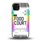 food court boarding pass ticket back phone cover | glass case for iphone 15 plus