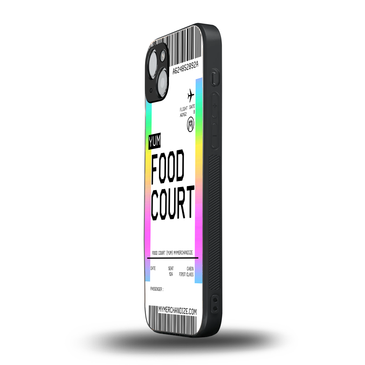 food court boarding pass ticket back phone cover | glass case for iphone 15 plus