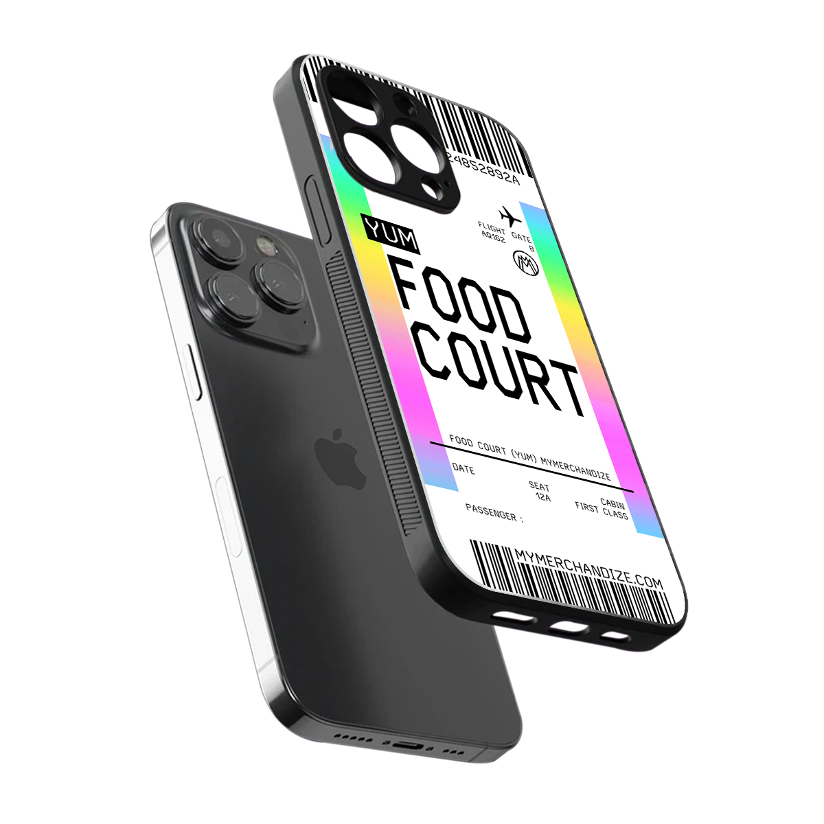 food court boarding pass ticket back phone cover | glass case for iphone 15 pro max