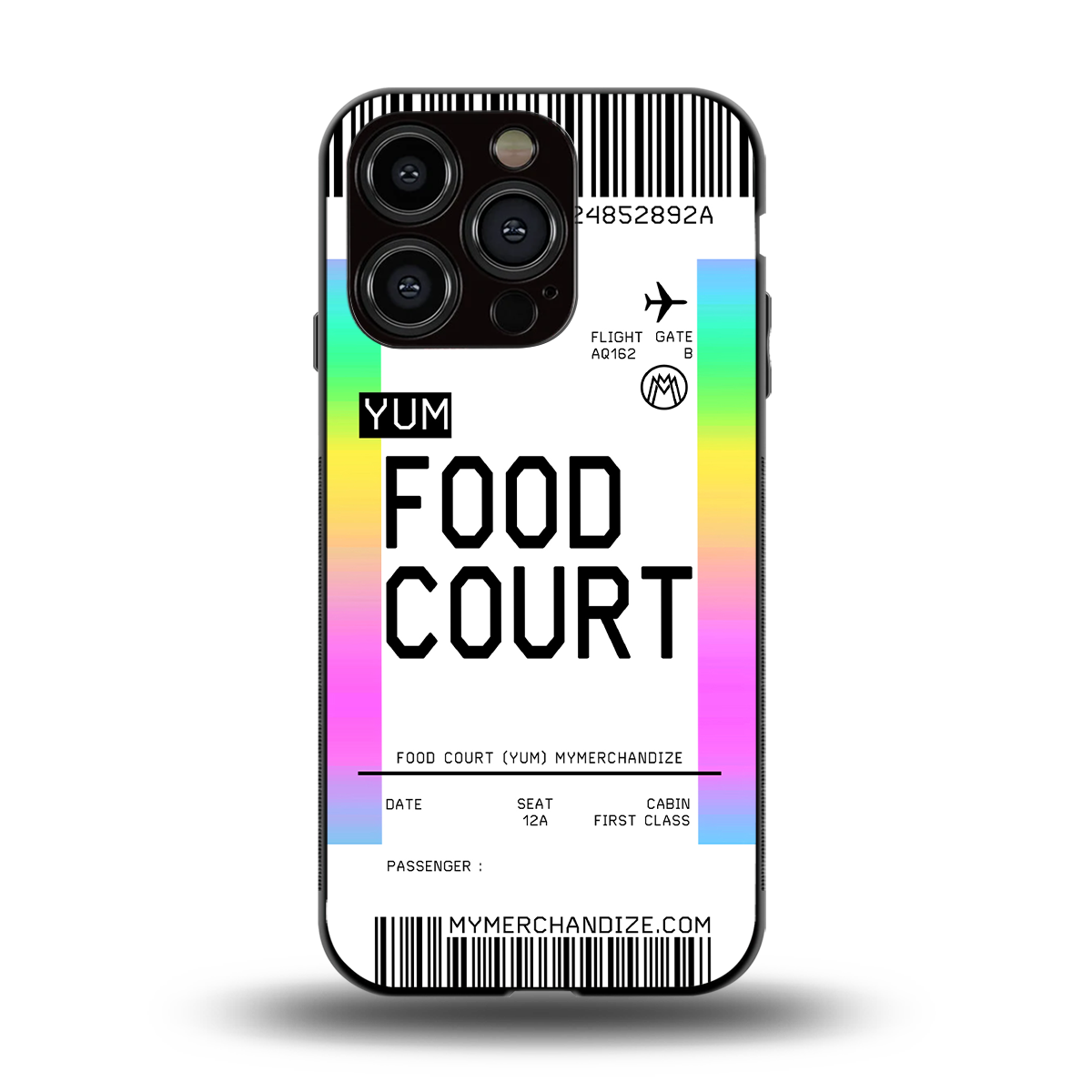 food court boarding pass ticket back phone cover | glass case for iphone 15 pro