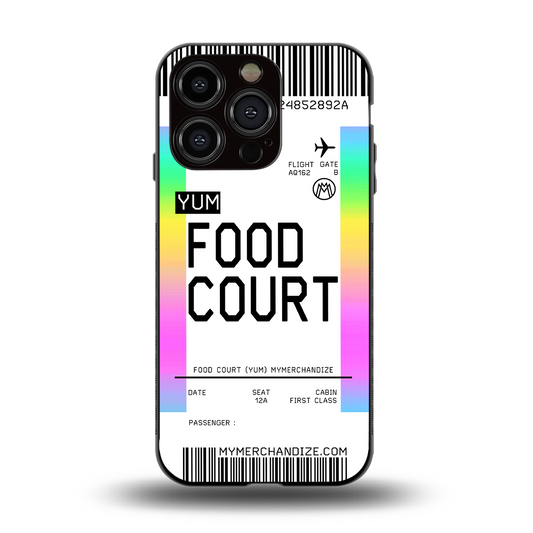 food court boarding pass ticket back phone cover | glass case for iphone 15 pro