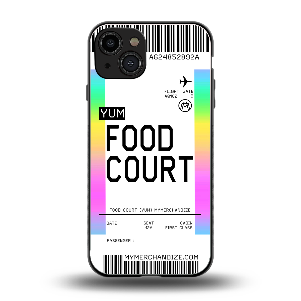 food court boarding pass ticket back phone cover | glass case for iphone 15