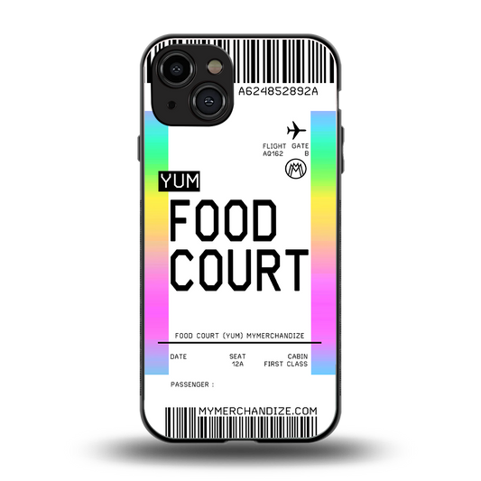 food court boarding pass ticket back phone cover | glass case for iphone 15