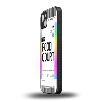 food court boarding pass ticket back phone cover | glass case for iphone 15