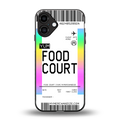 food court boarding pass ticket back phone cover | glass case for iphone 16 plus