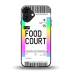 food court boarding pass ticket back phone cover | glass case for iphone 16 plus