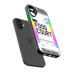 food court boarding pass ticket back phone cover | glass case for iphone 16 plus