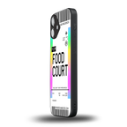 food court boarding pass ticket back phone cover | glass case for iphone 16 plus