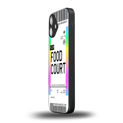 food court boarding pass ticket back phone cover | glass case for iphone 16 plus