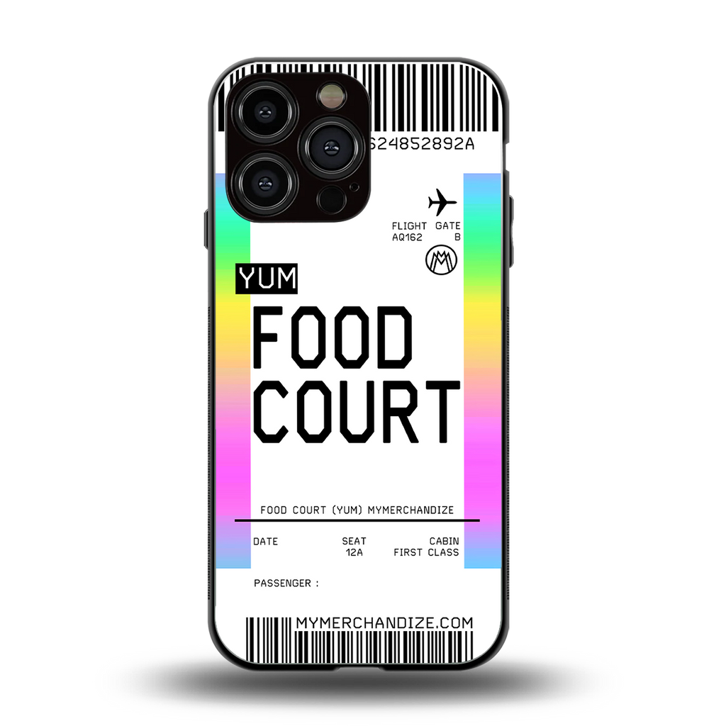 food court boarding pass ticket back phone cover | glass case for iphone 16 pro max