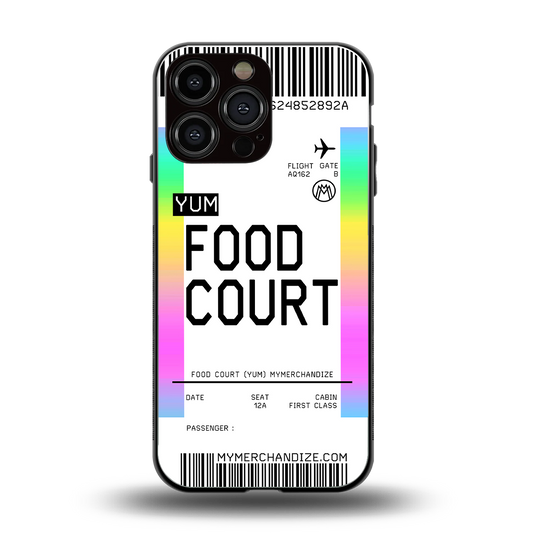 food court boarding pass ticket back phone cover | glass case for iphone 16 pro max