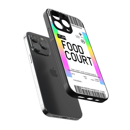 food court boarding pass ticket back phone cover | glass case for iphone 16 pro max