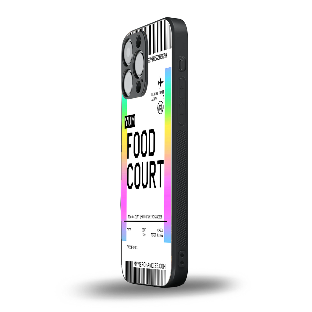 food court boarding pass ticket back phone cover | glass case for iphone 16 pro max