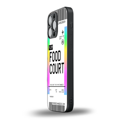 food court boarding pass ticket back phone cover | glass case for iphone 16 pro max