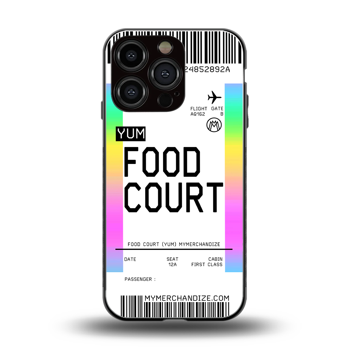 food court boarding pass ticket back phone cover | glass case for iphone 16 pro