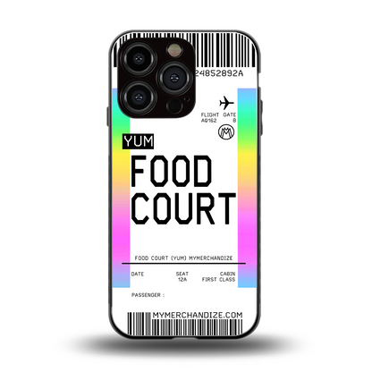 food court boarding pass ticket back phone cover | glass case for iphone 16 pro