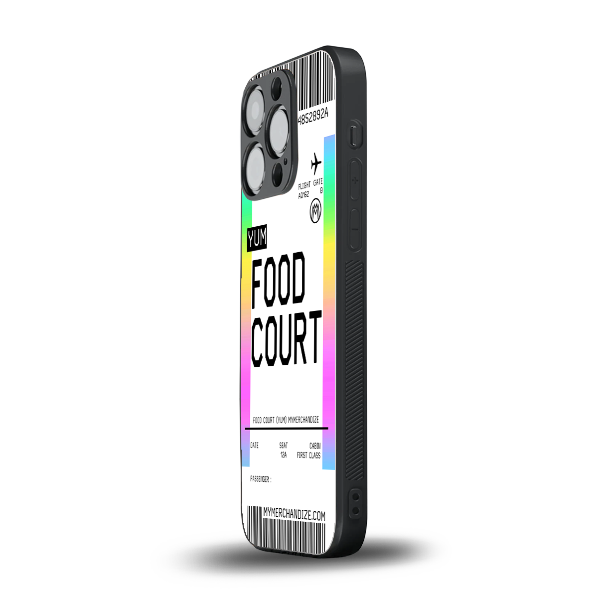 food court boarding pass ticket back phone cover | glass case for iphone 16 pro