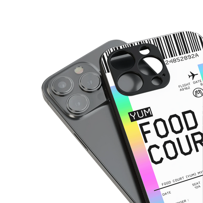 food court boarding pass ticket back phone cover | glass case for iphone 16 pro max