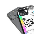 food court boarding pass ticket back phone cover | glass case for iphone 15