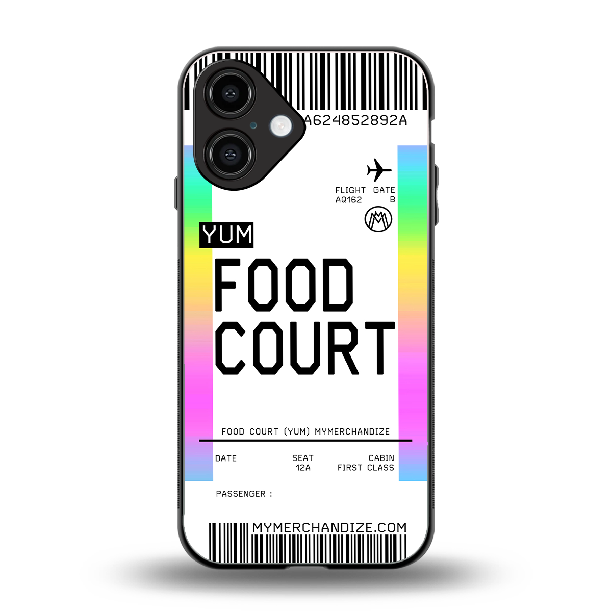 food court boarding pass ticket back phone cover | glass case for iphone 16