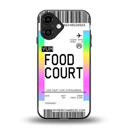 food court boarding pass ticket back phone cover | glass case for iphone 16