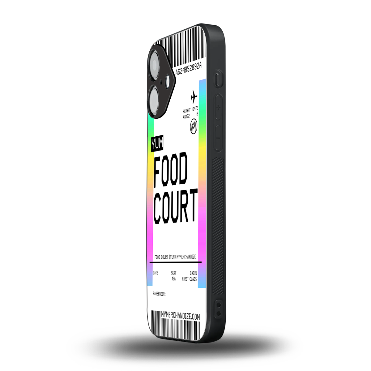food court boarding pass ticket back phone cover | glass case for iphone 16