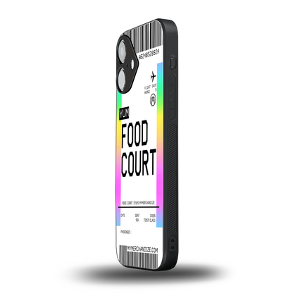 food court boarding pass ticket back phone cover | glass case for iphone 16