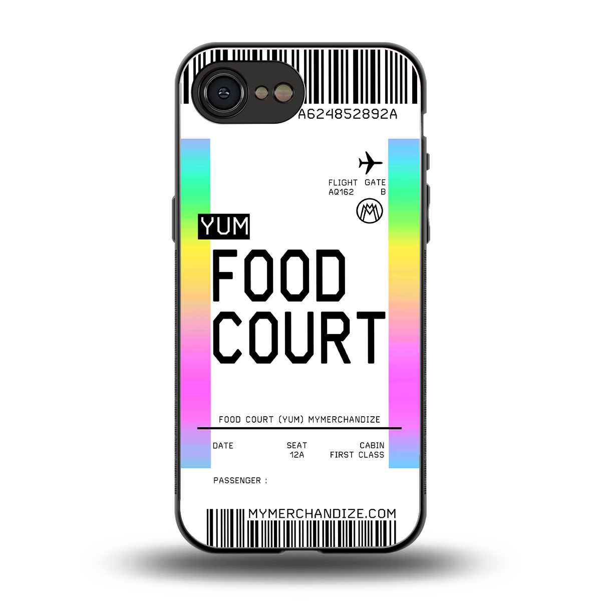 food court boarding pass ticket back phone cover | glass case for iphone 16e