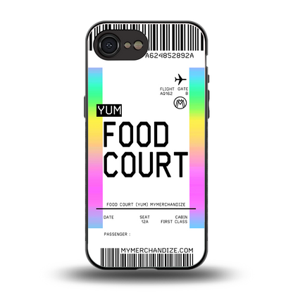 food court boarding pass ticket back phone cover | glass case for iphone 16e