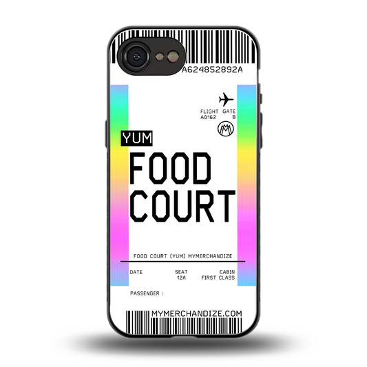 food court boarding pass ticket back phone cover | glass case for iphone 16e