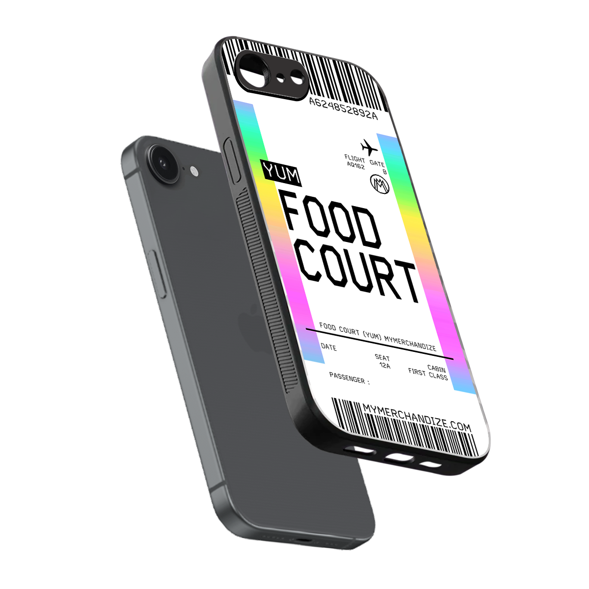 food court boarding pass ticket back phone cover | glass case for iphone 16e