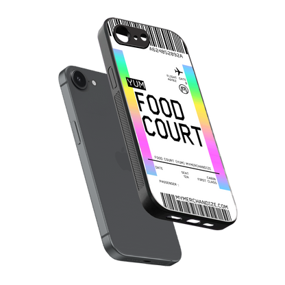 food court boarding pass ticket back phone cover | glass case for iphone 16e