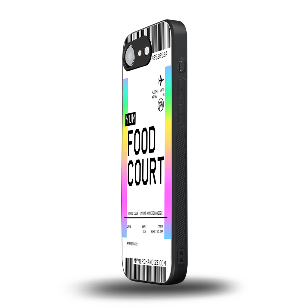 food court boarding pass ticket back phone cover | glass case for iphone 16e