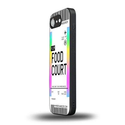 food court boarding pass ticket back phone cover | glass case for iphone 16e