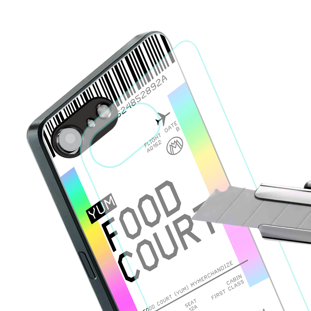 food court boarding pass ticket back phone cover | glass case for iphone 16e
