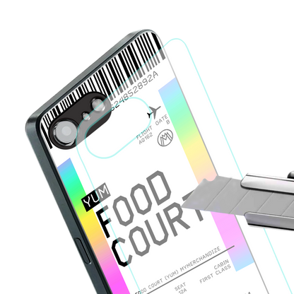 food court boarding pass ticket back phone cover | glass case for iphone 16e