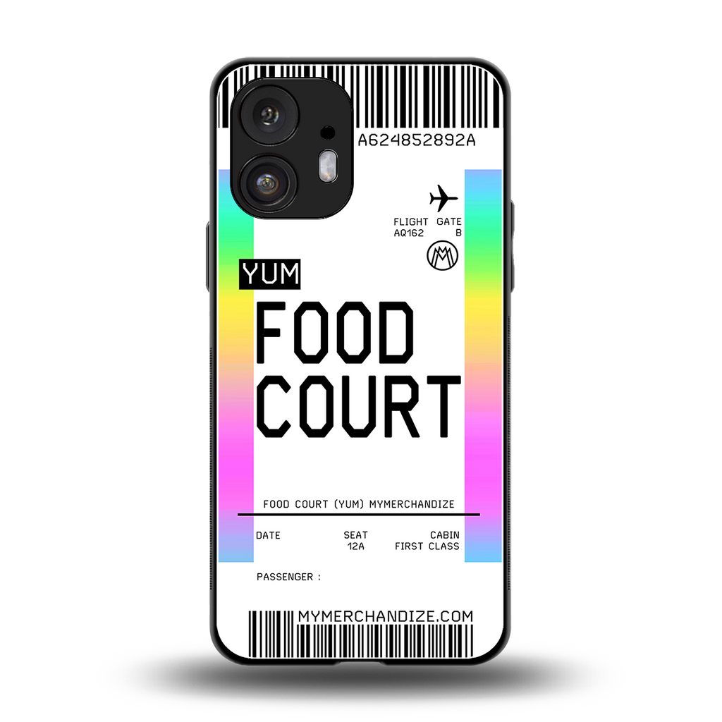 food court boarding pass ticket back phone cover | glass case for nothing phone 2