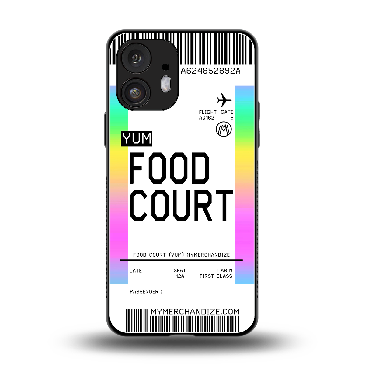 food court boarding pass ticket back phone cover | glass case for nothing phone 2