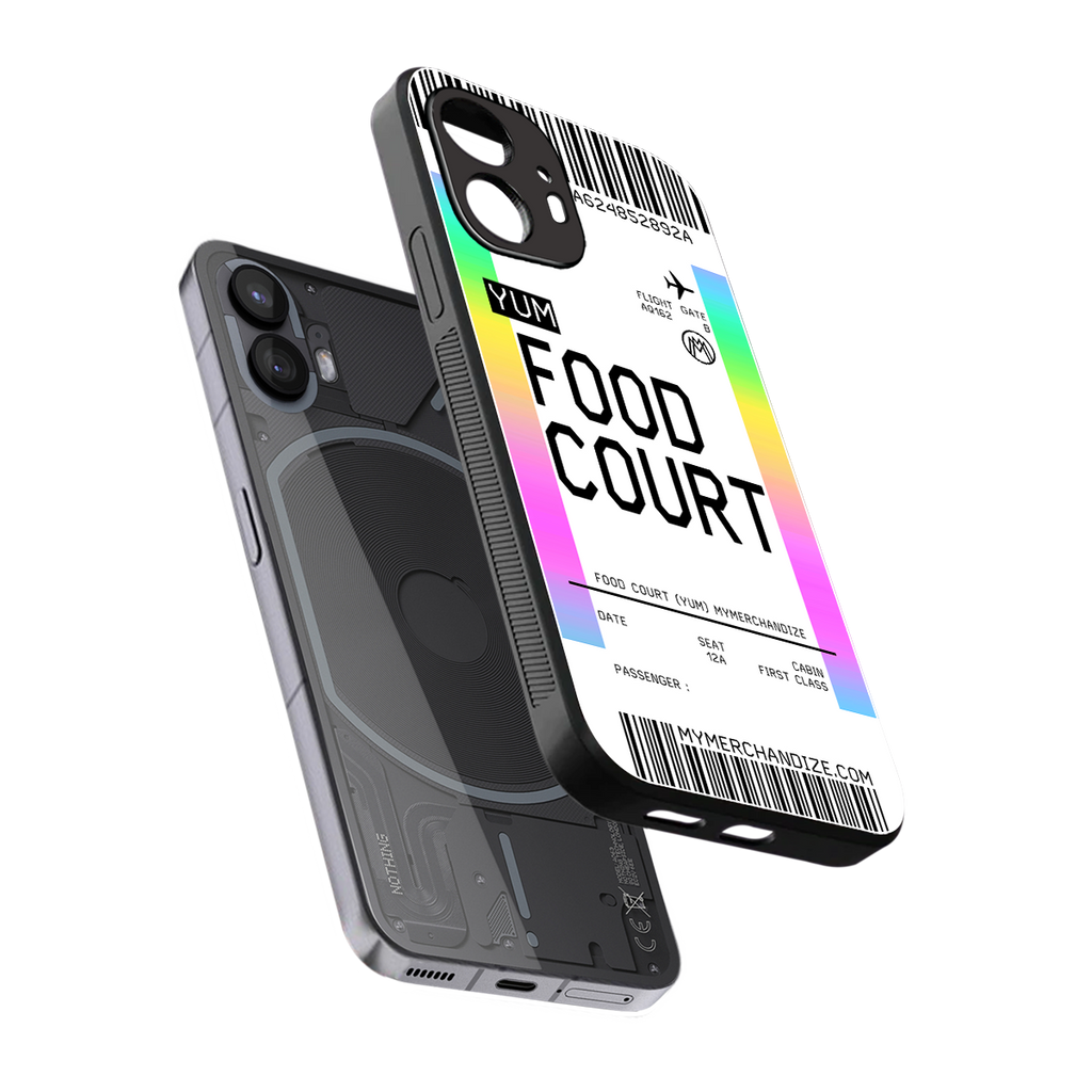 food court boarding pass ticket back phone cover | glass case for nothing phone 2