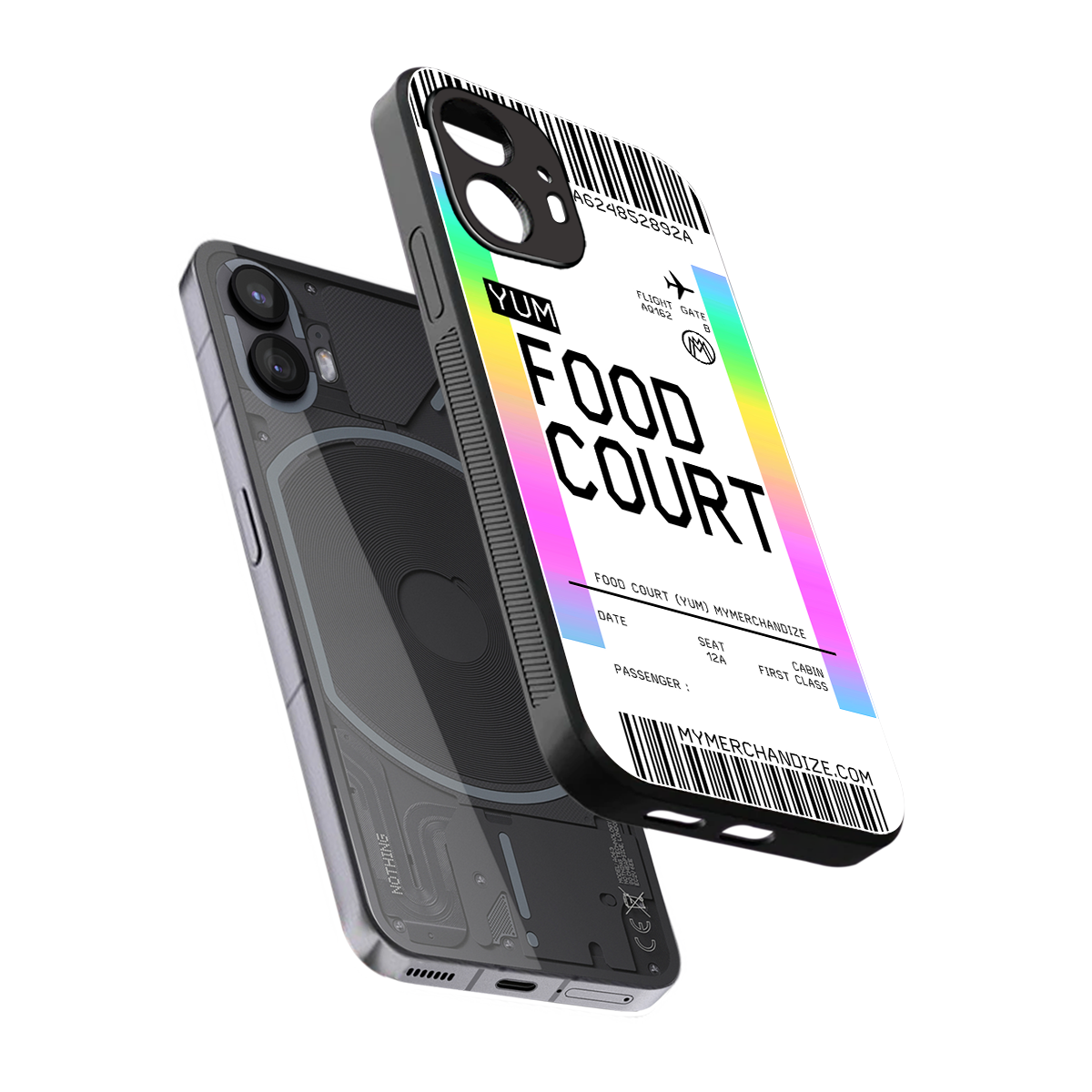 food court boarding pass ticket back phone cover | glass case for nothing phone 2