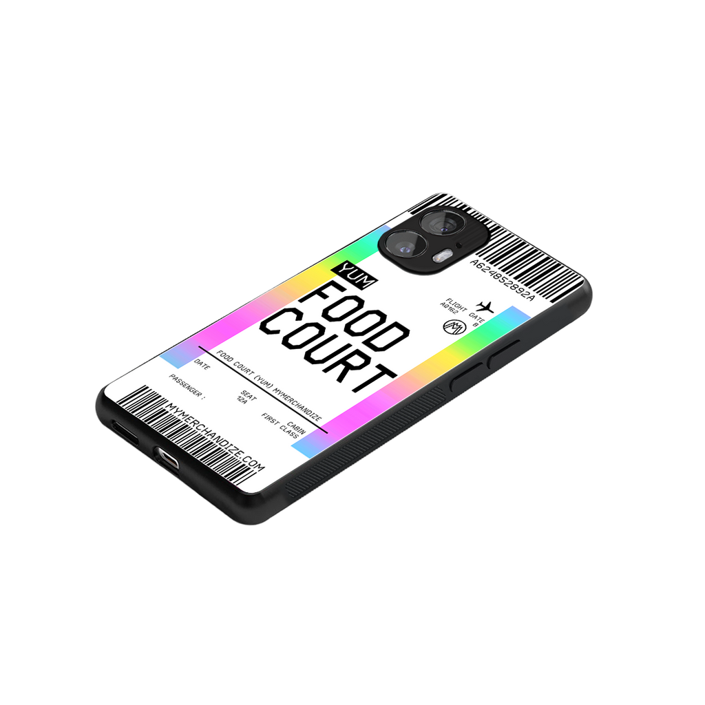 food court boarding pass ticket back phone cover | glass case for nothing phone 2