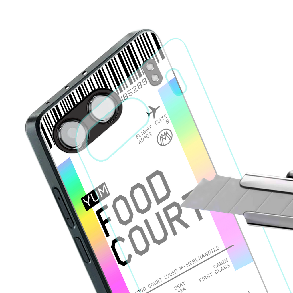 food court boarding pass ticket back phone cover | glass case for oneplus nord 4