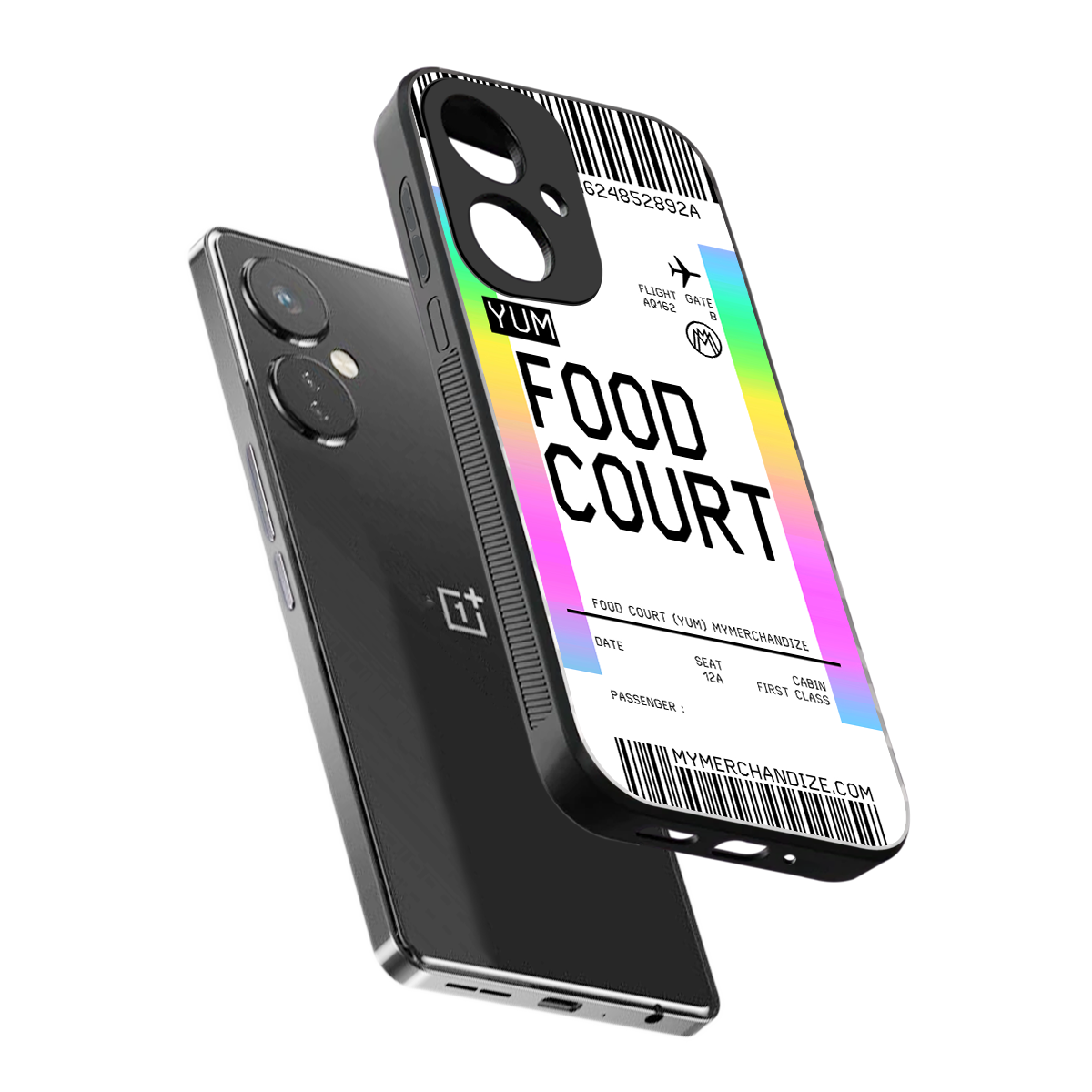 food court boarding pass ticket back phone cover | glass case for oneplus nord ce 3